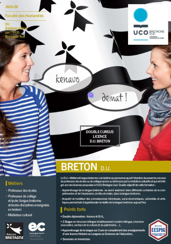 UCO (56) - Double Licence en Breton, une spécificité qui fera toute  la différence ! 